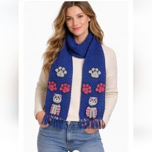Handmade Crochet Blue Cat Paw Crochet Scarf